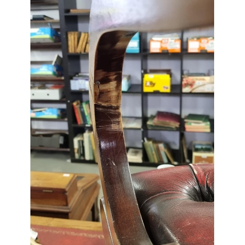 82 - A vintage Ox-Blood red Chesterfield leather desk or captain's swivel chair to match previous desk