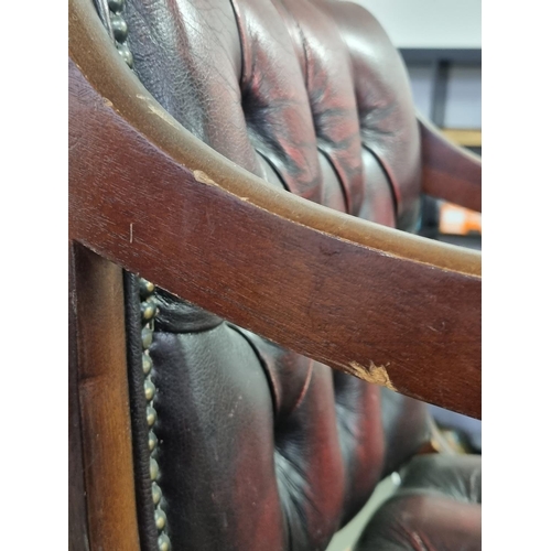 82 - A vintage Ox-Blood red Chesterfield leather desk or captain's swivel chair to match previous desk