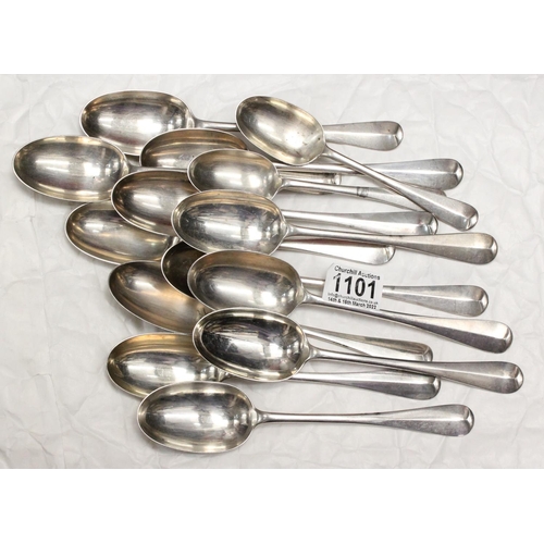 1101 - A set of 12 solid silver 