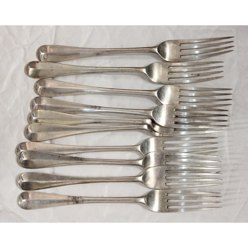 1102 - A set of 10 solid silver dinner forks, London 1898 by Goldsmiths & Silversmiths Co (William Gibson &... 