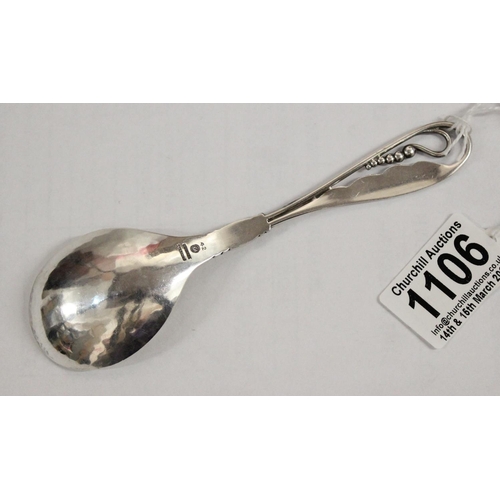 1106 - A Georg Jensen Danish silver jam spoon, No.42 pattern, by Georg Jensen, Copenhagen c.1924, numbered ... 