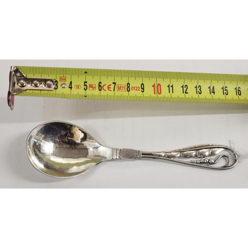 1106 - A Georg Jensen Danish silver jam spoon, No.42 pattern, by Georg Jensen, Copenhagen c.1924, numbered ... 