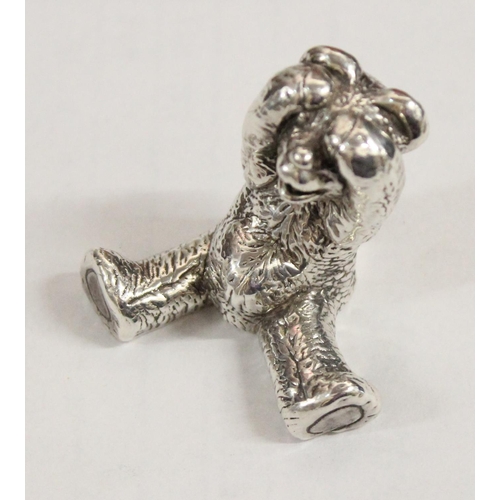 1110 - A small silver model of a Teddy Bear, British silver import marks, date letter obscured, approx 12.5... 