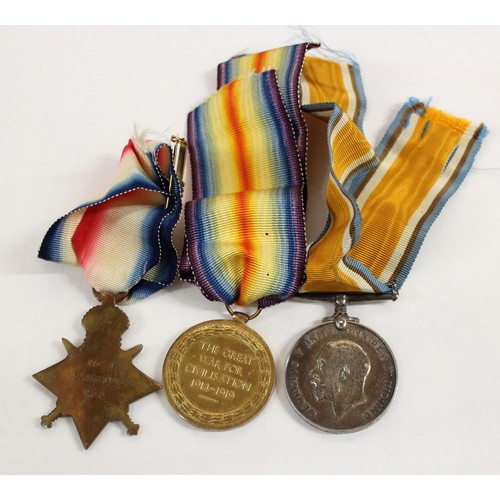 1001 - WW1 Mons Star medal trio to T1-333 Dvr W. Gibbons ASC