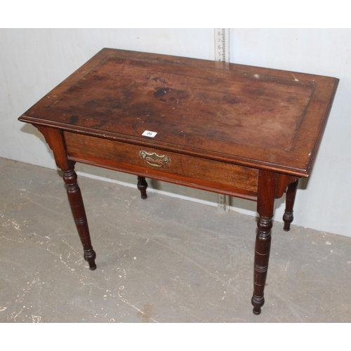 141 - Small antique single desk with drawer