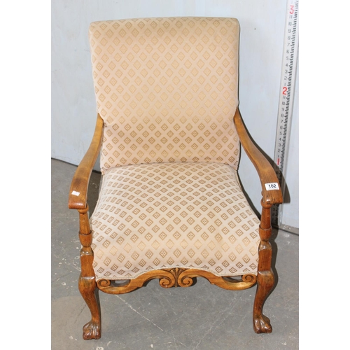 102 - Vintage armchair with carved details