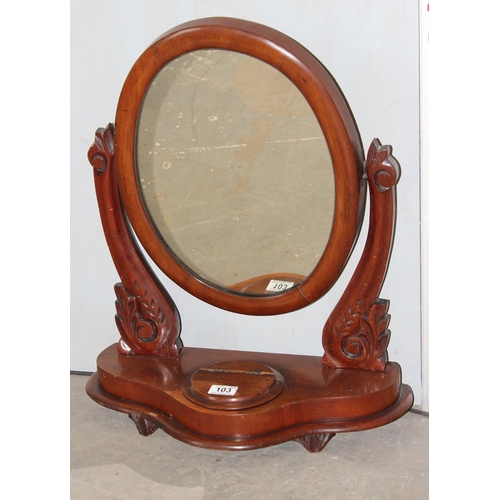 103 - Antique Mahogany table top mirror