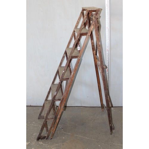 121 - A vintage wooden stepladder of unusual design