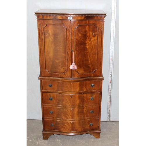 24 - An antique style cabinet on trompe l'oeil 4 drawer chest cabinet