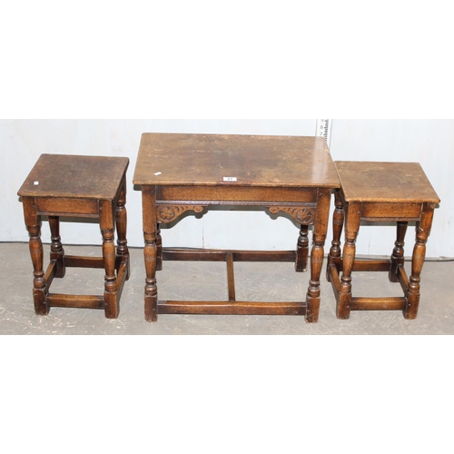 27 - Unusual vintage Oak nest of tables