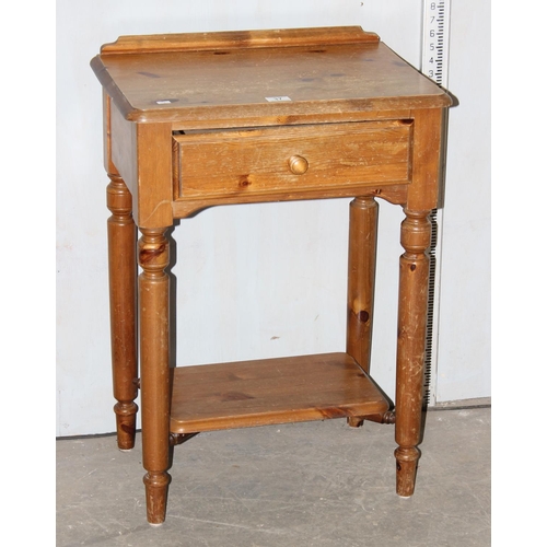 37 - Small pine hall table with drawer