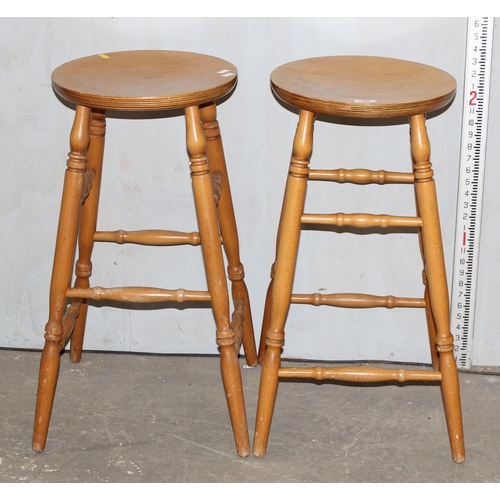 39 - Pair of  Beech stools with Eley stamped on underside