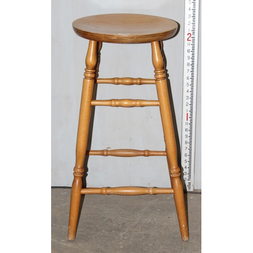 39 - Pair of  Beech stools with Eley stamped on underside