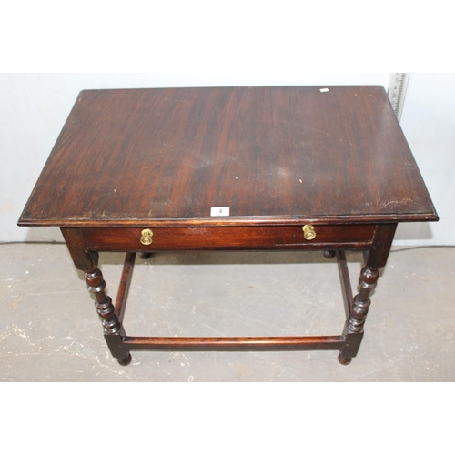 4 - A Georgian lowboy side table with drawer