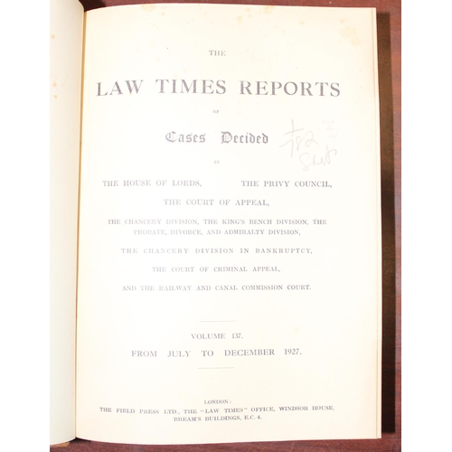 551 - A large qty of early 20th century Law Times Report books, approximately 34 volumes stretching approx... 