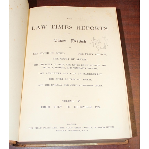 551 - A large qty of early 20th century Law Times Report books, approximately 34 volumes stretching approx... 