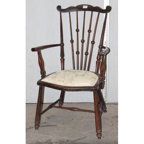 58 - Antique bobbin arm chair