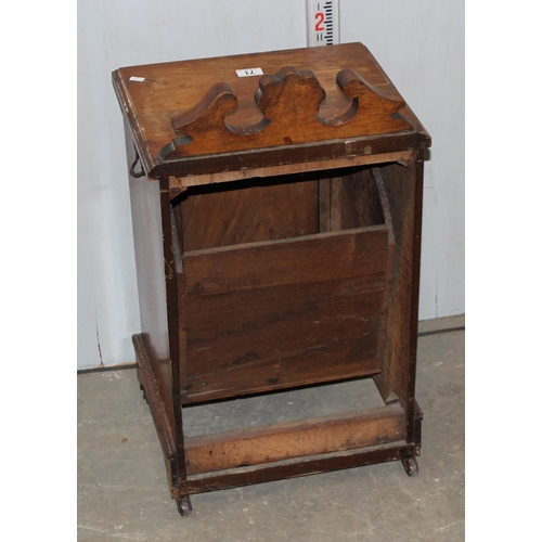 71 - Edwardian Mahogany coal box with carved details