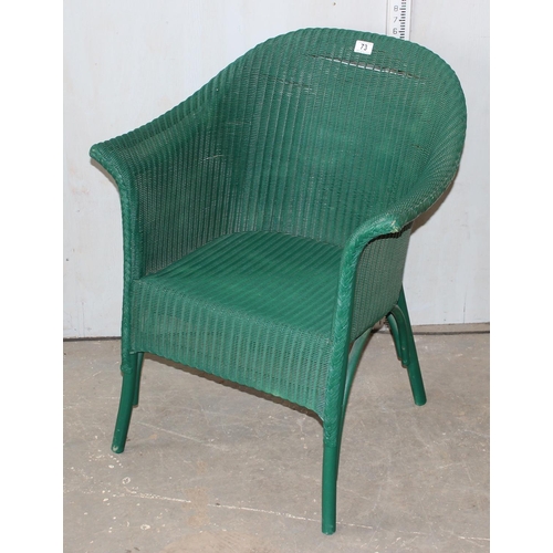 73 - Vintage Lloyd Loom bedroom chair in green, with label - This lot is being sold for charity on behalf... 