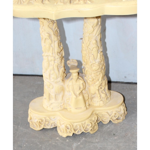 74 - Highly decorative Chinese ivory effect table with relief decoration - This lot is being sold for cha... 