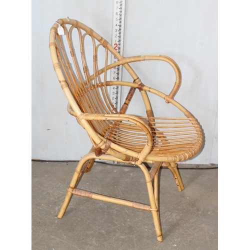 85 - 3 vintage bent bamboo and wicker chairs