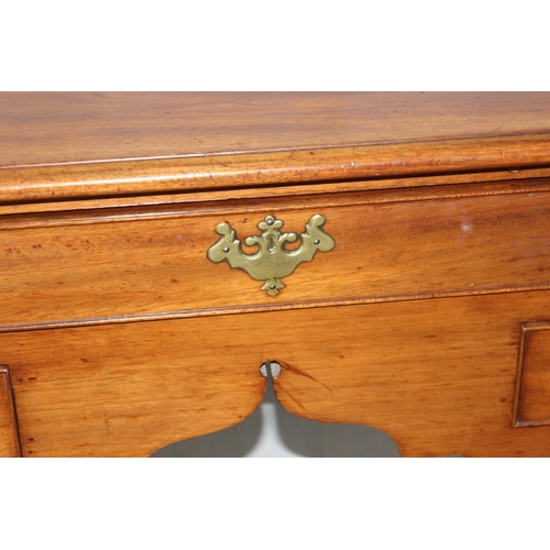 9 - An antique Mahogany lowboy with brass handles and cabriole legs