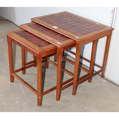 91 - Danish made retro nest of 3 tables with 