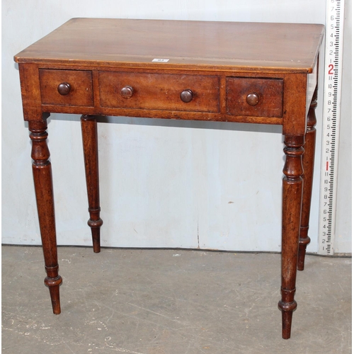 93 - A small antique Mahogany desk or hall table with 3 drawers