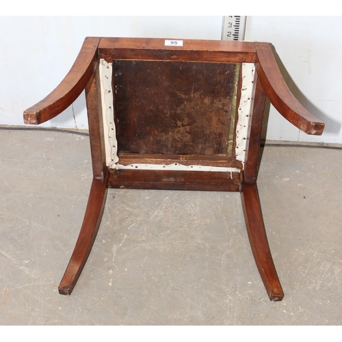 95 - Vintage Mahogany stool with splayed legs and tapestry seat