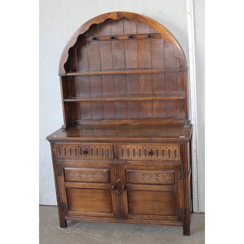 96 - Large carved oak dresser, likely by Ercol or Old Charm