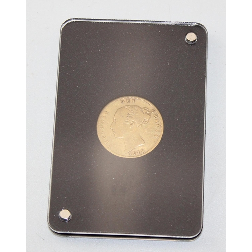 1305 - Coins, 1879 22ct gold half sovereign coin, Queen Victoria young head, Shield back, in slab contained... 