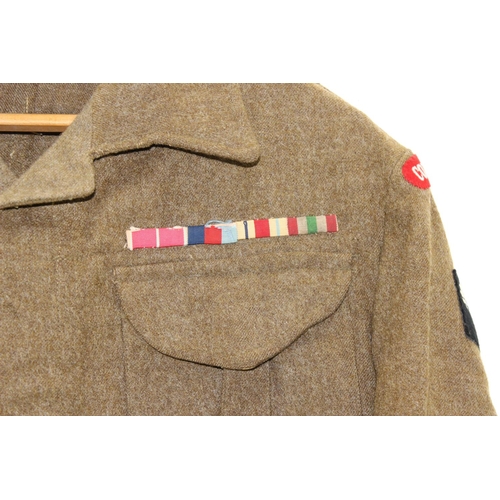 1008 - A WW2 period Coldstream Guards battledress named to Major G.D. Chetwode, with original badges