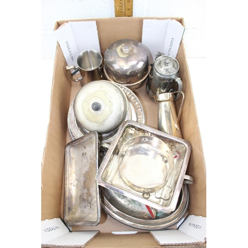 1119 - A large box of assorted silver plated items