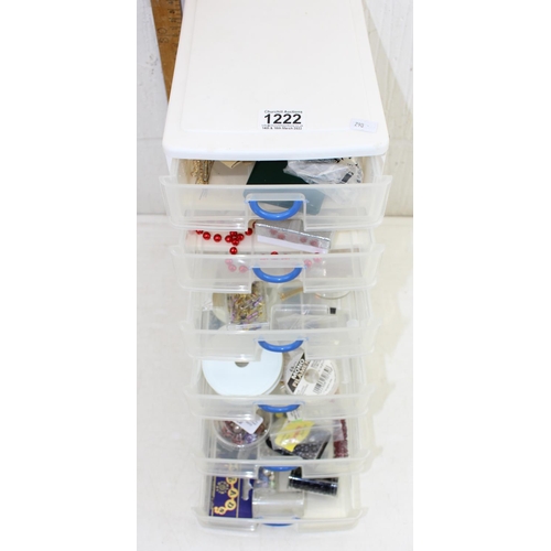 1222 - Drawer unit of jewellery making odds etc