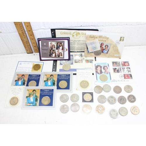 1301 - A large qty of assorted commemorative coins, some £5 coins, approx £52 face value, coin & stamp cove... 