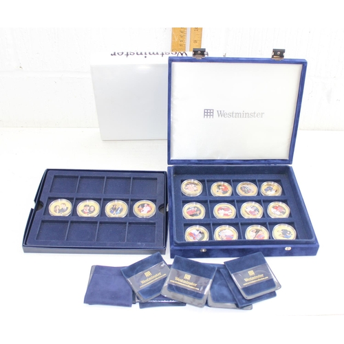 1303 - 16 Cook Island commemorative gold plated coins, Prince William & Kate Royal Wedding, with display bo... 