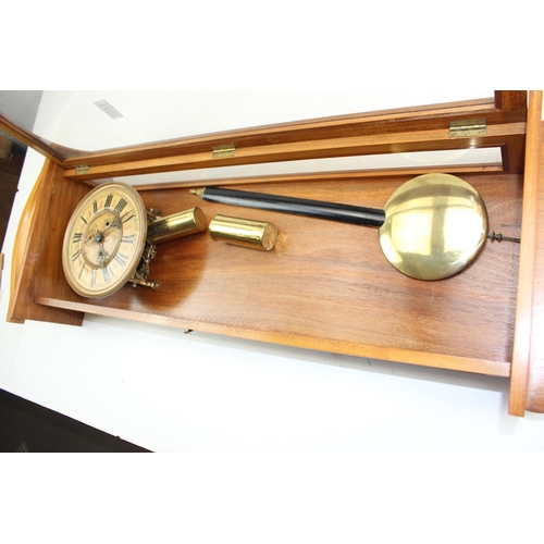 1407 - A vintage Vienna regulator wall clock, with weights and pendulum, no key, in wooden case