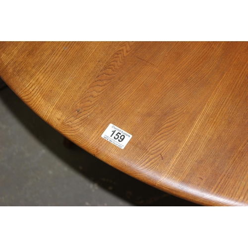 159 - Ercol drop leaf dining table, blue & gold label