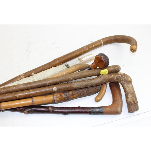 1614 - Qty of assorted walking sticks to inc Bamboo example