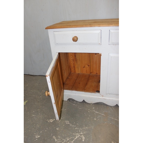 163 - A vintage painted pine 2 door 3 drawer sideboard