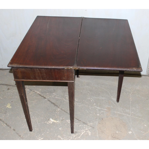 168 - Antique folding Mahogany tea table with drawer