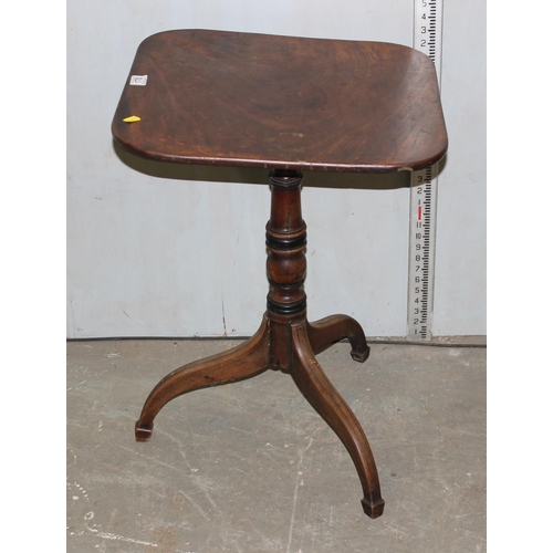 170 - Antique square tilt top mahogany table on tripod base