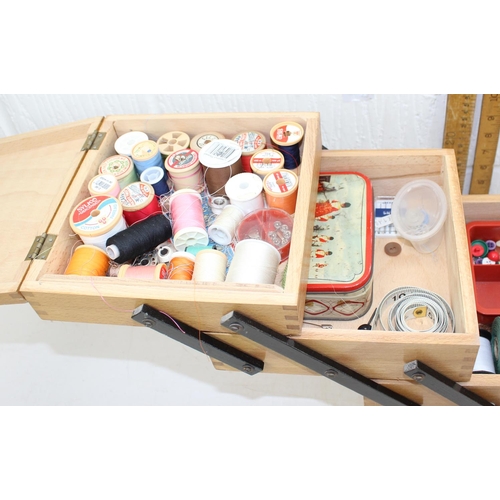 274 - Retro concertina sewing box and contents