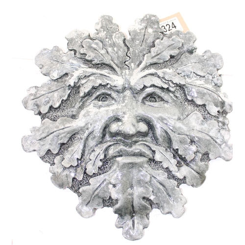 324 - A concrete green man garden wall plaque