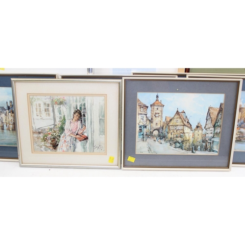 452 - Qty of assorted pictures and prints, a framed pair of Delft pottery tiles etc