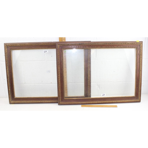 477 - 2 glazed antique oak frames