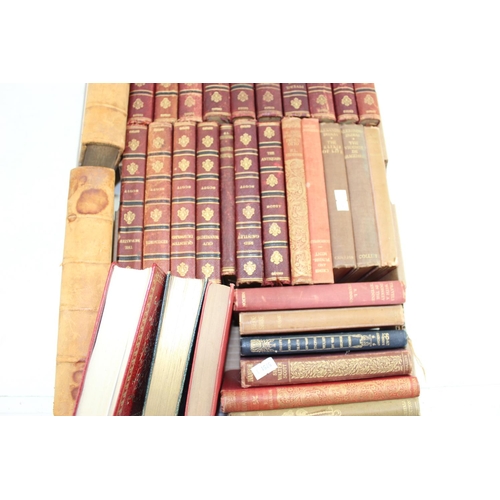 573 - Qty of assorted antique and later books, some with leather bindings