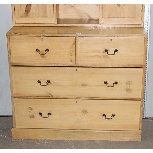 161 - An antique pine 2 over 2 chest of drawers with cupboard top