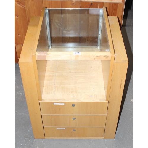 175 - A lightwood jewellery shop glass display cabinet, approx 24