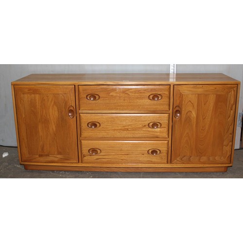 172 - Blonde Ercol Windsor 455L sideboard with bookcase and shelf top